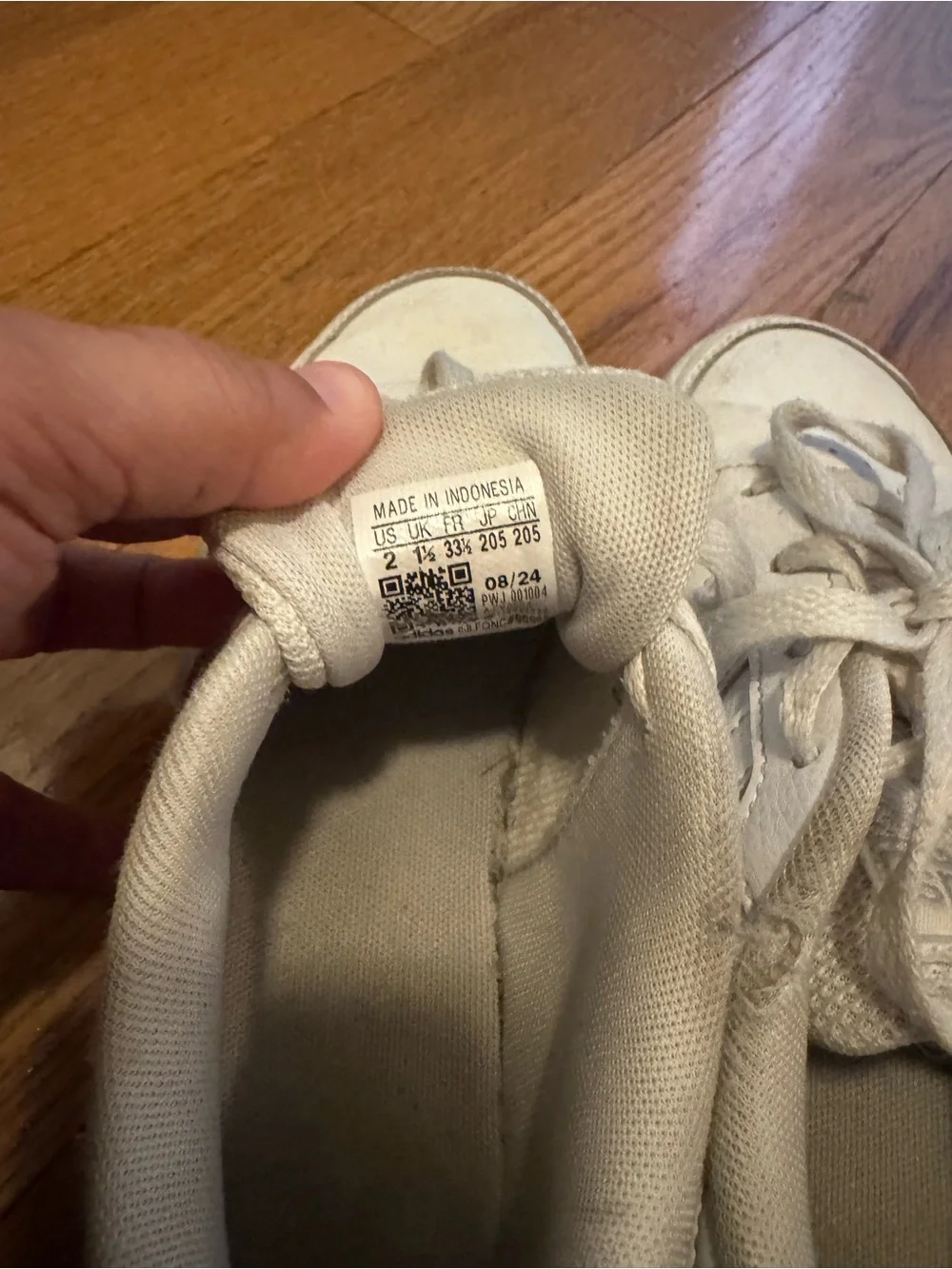 Girls White Adidas Tennis Shoes Size 2